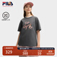 FILA 斐樂(lè )官方女裝針織短袖t2025夏季新款小狐貍刺繡休閑純棉T恤 默魅灰-DY XL 175/92A/XL