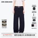 ANN ANDELMAN官方直營2025新品純色直筒長褲設計感松緊腰休閑褲女 藏藍色 S