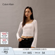 Calvin KleinJeans25早春女士ck萊賽爾微彈方領(lǐng)刺繡辣妹短款長袖T恤J225097 YAF-月光白 XS