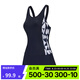 迪卡儂（DECATHLON）泳衣女連體遮肚顯瘦泳衣大碼泳衣保守泳裝INS風(fēng)溫泉女士 23年新 【新款】極簡(jiǎn)幾何-無(wú)袖連體泳衣 L -XL/46