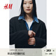H&M女裝西裝秋季梭織面料平駁領(lǐng)雙排扣休閑西服1208312 黑色 160/88