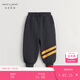 MARC&JANIE男童時(shí)尚撞色條運動(dòng)褲兒童純棉褲子束腳褲春裝新款240690 灰黑 110 -