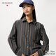 優(yōu)衣庫女裝男裝牛津紡箱型條紋襯衫/長(cháng)袖合作款479975 08 深灰色 2XL