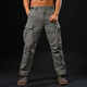 季言重磅褲子男春秋休閑褲水洗純棉多口袋工裝褲男寬松長(cháng)褲男阿美咔嘰 灰綠色 S