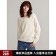 ELLE【100%綿羊毛】寬松圓領(lǐng)毛衣女2024冬裝新款慵懶軟糯毛針織衫 白色 L