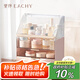 EACHY化妝品收納盒桌面抽屜式梳妝臺置物架護膚品口紅透明收納盒粉色