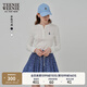 Teenie Weenie小熊長(zhǎng)袖T恤女2025年春季新款半開襟時(shí)尚亨利領(lǐng)鏤空打底衫 象牙白 S