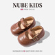 NUBEKIDS真皮英國童鞋女童小皮鞋新款春夏季寶寶純色復古軟底學步單鞋 摩卡棕真皮款 23 內長14.4cm 適合腳長13.9cm左右