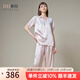 美標（MEIBIAO）送愛(ài)人禮物短袖真絲睡衣女春夏19姆米重磅套裝100%桑蠶絲綢家居服 灰粉 短袖七分褲套裝 L (165/88A)