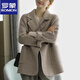 羅蒙（ROMON）2025秋冬新款時(shí)尚韓版顯瘦百搭氣質(zhì)西裝領(lǐng)人字紋毛呢外套女 咖色 M