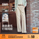森馬（Semir）休閑褲女純棉打褶闊腿褲腰帶秋復古磨毛長(cháng)褲顯腿長(cháng)101524127005A