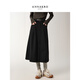 玖姿·安娜蔻休閑工裝風(fēng)單排扣松緊腰半身裙長(cháng)裙女2025冬季新款 素黑 XL