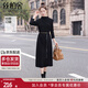 絲柏舍氣質(zhì)連衣裙2025秋裝新款女裝開(kāi)叉長(cháng)袖立領(lǐng)顯瘦中長(cháng)裙