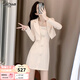 妤遇（YUUZYUUS）品牌女裝小香風(fēng)套裝女2025春秋新款時尚名媛風(fēng)西裝吊帶裙兩件套 杏色 M