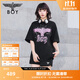 BOY LONDON【暗夜星辰】 秋季情侶款短袖燙鉆粉色老鷹T恤 N01003 黑色 XS