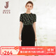 經(jīng)典故事（JANE STORY）夏季拼接黑色碎花裙連衣裙女2024新款時(shí)髦氣質(zhì)修身假兩件裙子別致 黑底綠白花 S
