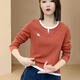 珞妮假兩件休閑長(cháng)袖t恤女2026秋季新款拼接圓領(lǐng)顯瘦時(shí)尚打底衫上衣潮 桔色 2XL 建議105-120斤