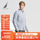 諾帝卡（NAUTICA）【商場(chǎng)同款】男裝春夏新款全棉千鳥(niǎo)格經(jīng)典舒適格紋襯衫男WO4300 灰藍4UW M