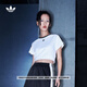 adidas修身純棉運動(dòng)上衣圓領(lǐng)短袖T恤女夏季阿迪達斯三葉草JC8704 白 L