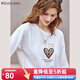 Olrain歐芮兒法式白色短袖t恤女夏季時(shí)尚愛(ài)心刺繡上衣 白色 M