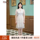 固執(zhí)（OBSTINATE）【特價】夏季新款中式復(fù)古短袖刺繡中長連衣裙女裝80112LQ06477 杏色  XL
