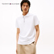 Tommy Hilfiger【涼感】25秋冬新款男裝絲光棉撞色門(mén)襟防曬運動(dòng)短袖T恤POLO 白色YBR M （推薦：135-150斤）