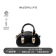 INJOYLIFE鎖扣饅頭包黑金千金風(fēng)高級(jí)感復(fù)古單肩斜挎包小手提包貝殼包 黑色