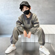 貝孩趣男童胖童秋裝衛(wèi)衣套裝2025新款兒童拼接加絨運動服春秋冬季男孩潮 綠色（不加絨） 160 碼(建議身高145-155厘米)