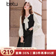 百圖betu女裝2025春季新款連衣裙小香風(fēng)蝴蝶結系帶假兩件裙子2501T71 黑色 M