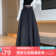蘿美醬西裝半身裙女夏季2025新款高腰休閑a字半裙春秋氣質(zhì)顯瘦百褶裙子 黑色（送腰帶） XL 【建議115-130斤】