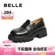 百麗（Belle）七夕禮物樂福鞋女商場款JK學(xué)院風(fēng)厚底小皮鞋百搭A(yù)5W1DCA4 黑色 36 (230mm)