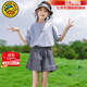 G.DUCKKIDS小黃鴨童裝女童套裝夏季新款兒童服裝女大童夏裝薄款洋氣女孩衣服 灰色 150 (建議140cm 12-13歲左右)cm