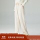 茵曼加厚燈芯絨雪尼爾闊腿褲女冬季高腰時(shí)尚直通休閑褲子 珍珠白 M 