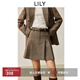 LILY2025秋新款女裝復古肌理感休閑壓褶百褶裙A字高腰短裙半身裙 732巧克力色 L