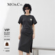 MO&Co.抗菌防螨愛(ài)心珠片解構(gòu)不對(duì)稱(chēng)設(shè)計(jì)感顯瘦連衣裙摩安珂 鋼灰色-第2批 L 170