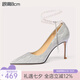 Lily Wei【念念不忘】銀色高跟鞋女細(xì)跟新娘婚鞋珍珠綁帶單鞋情人節(jié)禮物 銀色【跟高8cm】 38