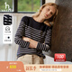 哈吉斯（HAZZYS）女裝 秋款T恤經(jīng)典條紋休閑長(cháng)袖T恤ABTSE0BCF05 藏青色NV S (155/80A 36)