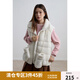 獨(dú)束大碼女裝【可拆卸手套】時(shí)髦雙色顆粒馬甲羽絨服女冬裝微胖mm 雪山白 M (尺碼：1)
