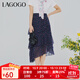 LAGOGO拉谷谷雪紡碎花半身裙女春夏季新款高腰不規則 混色(Y0) S 155/36