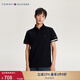 TOMMY HILFIGER【透氣舒適】春夏男裝純棉珠地網(wǎng)眼拼色袖口修身短袖T恤POLO 深藏青FAP L （推薦：140-155斤）