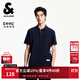 杰克·瓊斯（JACK&JONES）男裝夏季新款底擺條紋拼色字母貼布百搭常規(guī)翻領(lǐng)短袖T225206063 E38深蘭色 常規(guī) M （175）