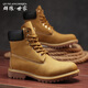 群狼·世家馬丁靴大黃靴2025秋季新款真皮高幫工裝靴美式復古英倫戶(hù)外登山鞋