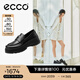 愛步（ECCO）厚底樂福鞋女倪妮同款英倫風(fēng)一腳蹬厚底增高牛皮女鞋 蹤跡220723 黑色22072301001 38 （尺碼偏?。? title=