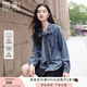 香影復古蝴蝶結牛仔襯衫女2025秋季新款正肩立領(lǐng)襯衣港風(fēng)藍色上衣 牛仔藍 M