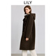 LILY100%羊毛2025冬新款女裝復古學(xué)院風(fēng)牛角扣雙面呢毛呢大衣外套 308橄欖綠 S