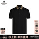 MANGANO曼加龍【輕奢衣服】男裝短袖polo衫翻領(lǐng)純棉奢侈品男士短袖t恤 黑色 48 (170/92A)