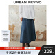 UR2025春季新款女裝復古水洗棉質(zhì)腰帶牛仔半裙UWM850011 淺藍 XS