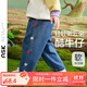 ASK JUNIOR女童褲子秋裝新品小童草莓花朵繡花邊休閑百搭牛仔防蚊褲