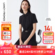 朗姿【尖貨補(bǔ)單】黑白色顯瘦輕禮服襯衫連衣裙女夏新款復(fù)古小黑裙裙子 黑色 M 160/80A