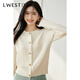 朗文斯?。↙.WEST）圓領(lǐng)針織開(kāi)衫女2024春裝新款優(yōu)雅氣質(zhì)鏤空設計感別致上衣 米白 S